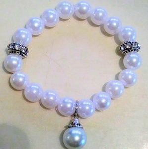 White Pearls Bracelet with Charm